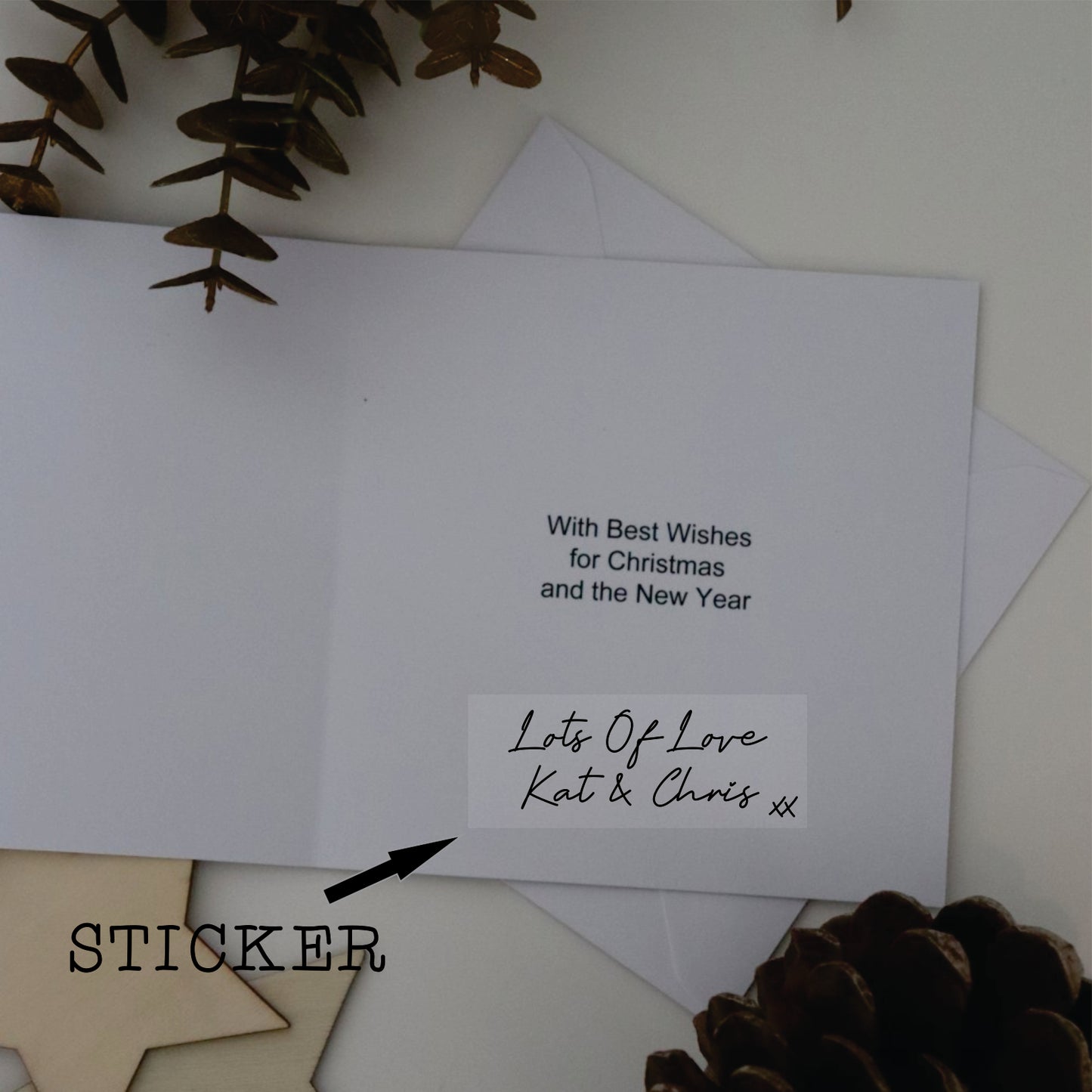 Clear Christmas Card Stickers - Your Custom Text