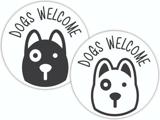 Dogs Welcome Vinyl Sticker Shop Sign External Sticker