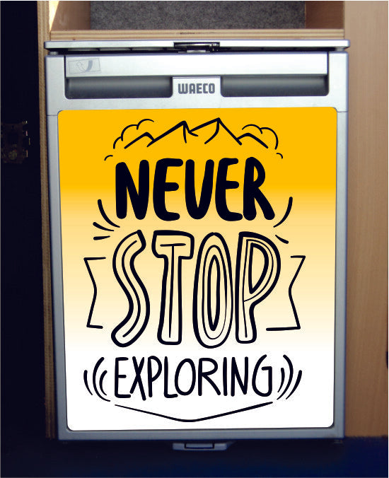 Waeco CRX50 Vinyl Fridge Sticker Wrap decal Print Never Stop Exploring