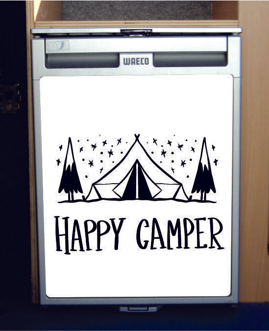 Waeco CRX50 Vinyl Fridge Sticker Wrap decal Print - Happy Camper