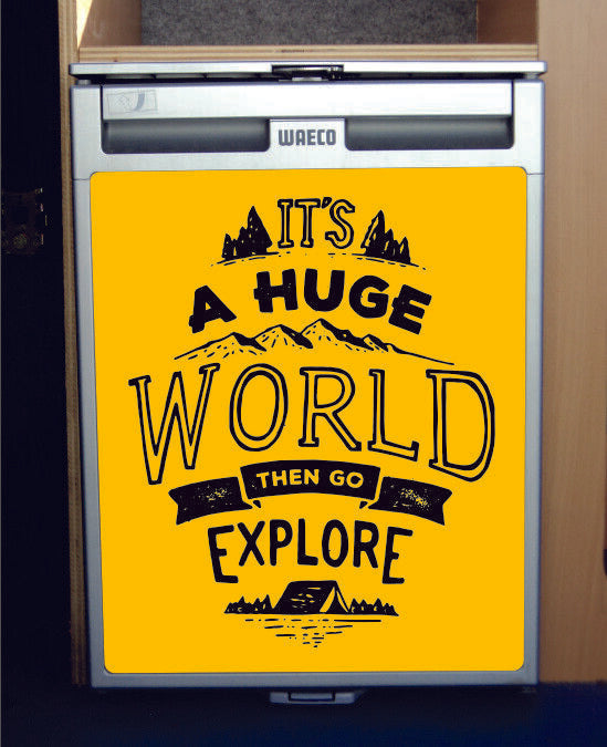 Waeco CRX50 Vinyl Fridge Sticker Wrap Print - Go Explore Yellow
