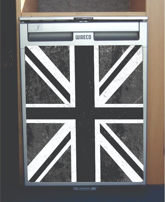 Waeco CRX50 Vinyl Fridge Sticker Wrap Print - Union Jack Union Flag Black/White