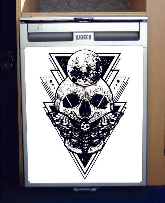 Waeco CRX50 Vinyl Fridge Sticker Wrap Print - Tattoo Skull