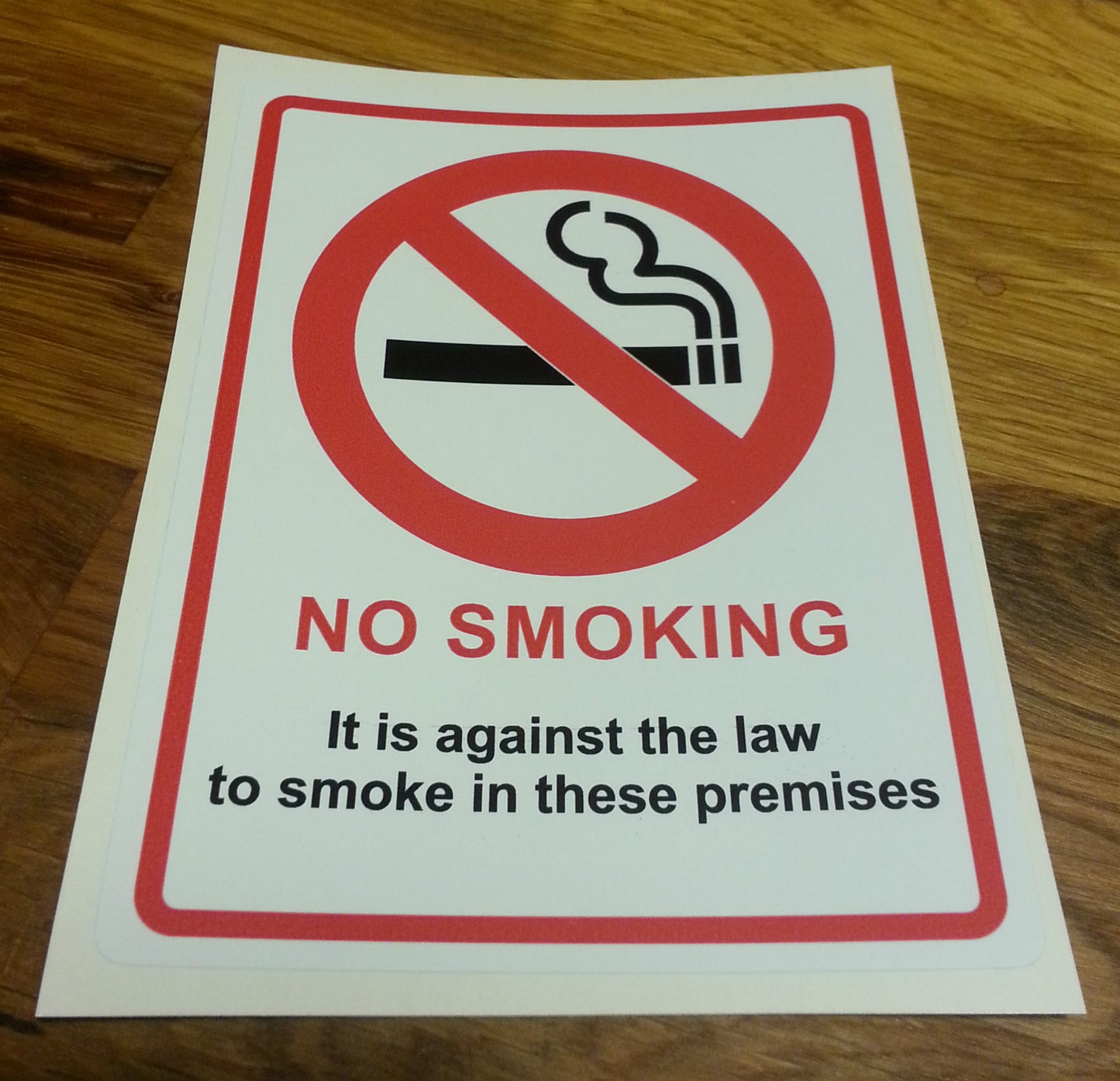 NO SMOKING 140mm x 105mm Premises Shop Office Warehouse Law Legal