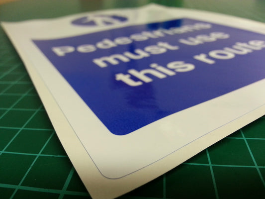 "Pedestrians Must Use This Route" WARNING SAFETY STICKER DECAL SIGN A5