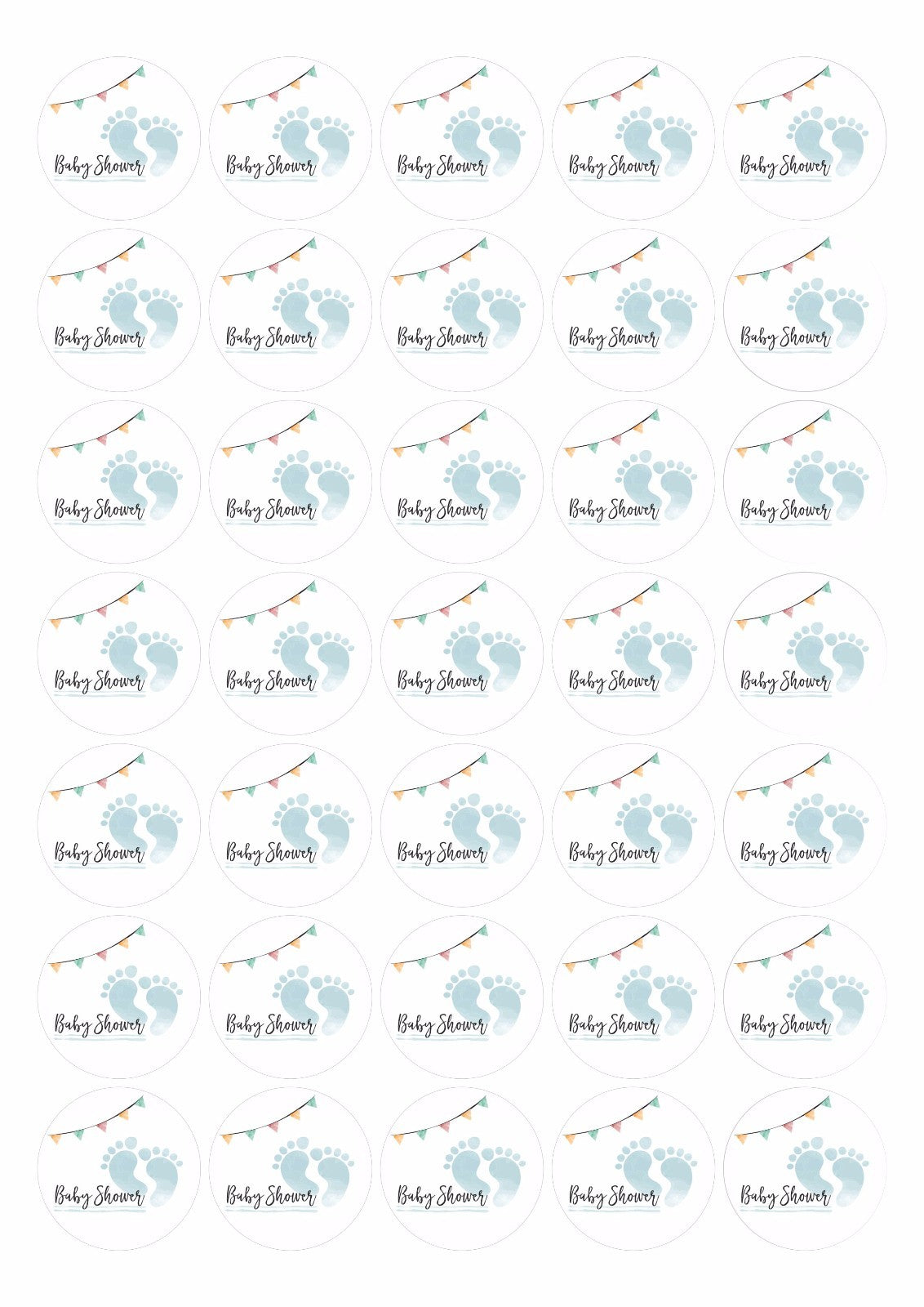 Baby Shower Paper 37mm Matt Stickers Party Bag Gift Bag Sweet Cone