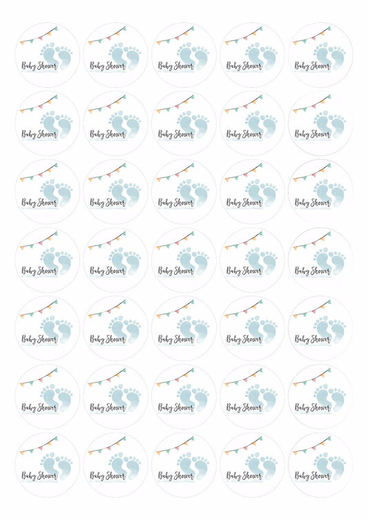 Baby Shower Paper 37mm Matt Stickers Party Bag Gift Bag Sweet Cone