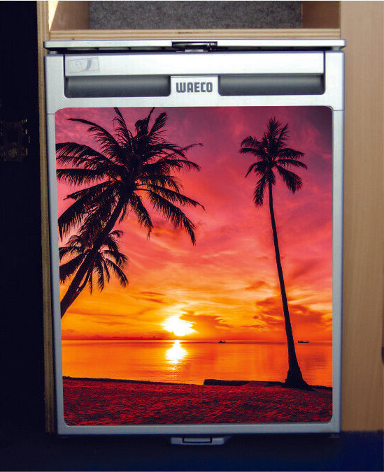 Waeco CRX50 Vinyl Fridge Sticker Wrap Print Beach Sunset