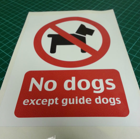 "No Dogs" WARNING STICKER DECAL SIGN A5 (145mm x 195mm) SHOP OFFICE DOOR