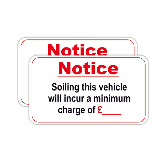 Taxi Soiling Fee Sticker 2 Stickers Printed On White Vinyl Taxi Van Uber Bus