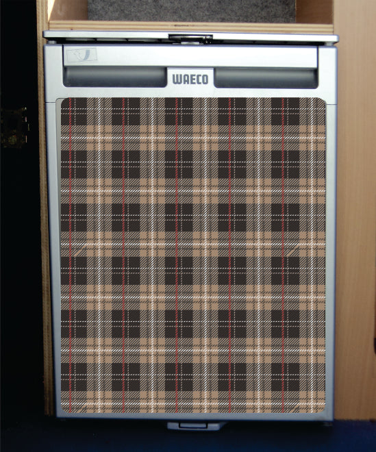 Waeco CRX50 Vinyl Fridge Sticker Wrap Print Tartan Beige Brown
