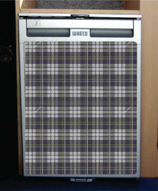Waeco CRX50 Vinyl Fridge Sticker Wrap Print Tartan Grey Blue