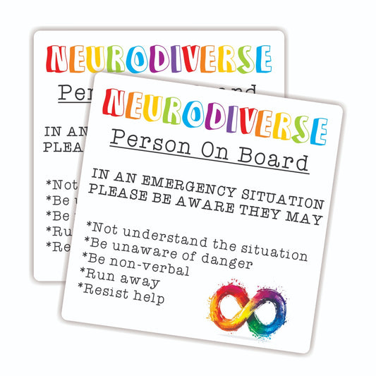 Neurodiverse Person On Board Waterproof Car Sticker Advice/Warning