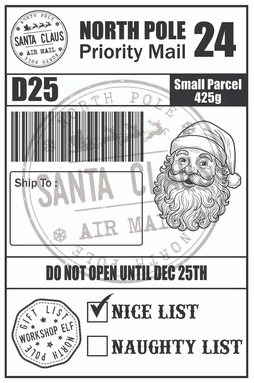 5 x North Pole Delivery Stickers Christmas Shipping label