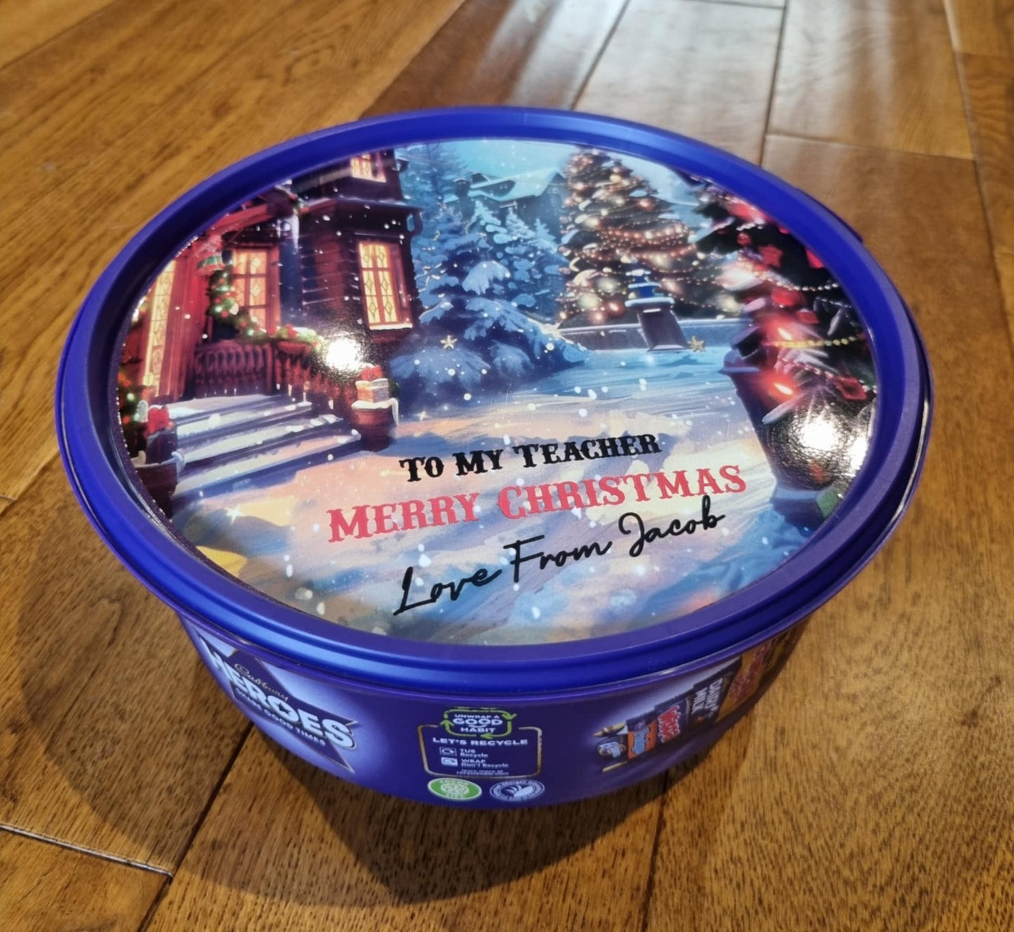 Personalised Chocolate Lid Label Gift Idea Teacher Family