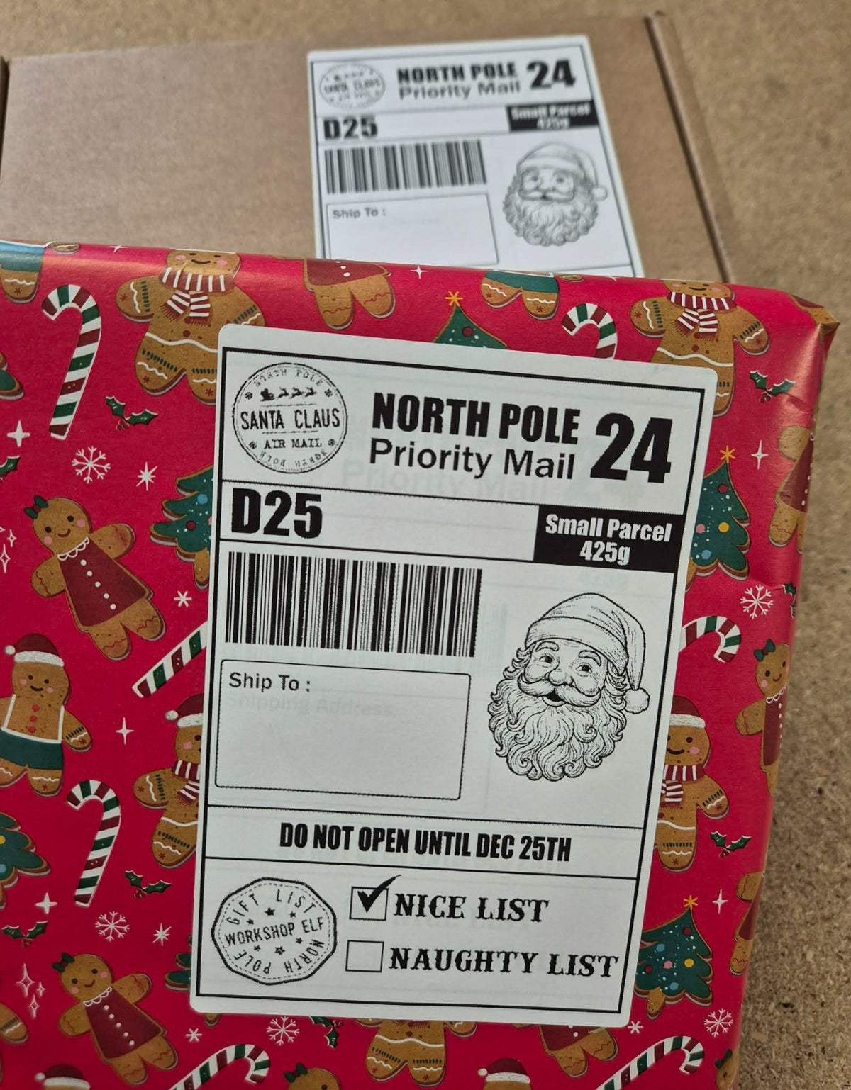 5 x North Pole Delivery Stickers Christmas Shipping label