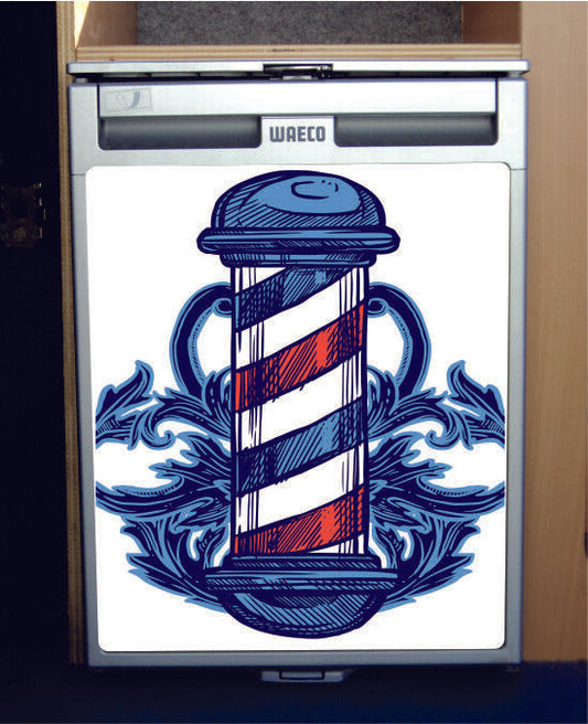 Waeco CRX50 / Dometic Vinyl Fridge Sticker Wrap Print - Barber Shop