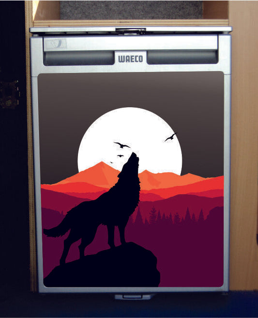 Waeco CRX50 Vinyl Fridge Sticker Wrap Print - Howling Wolf